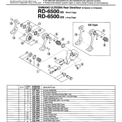 ZAVRTANJ ZA MENJAČ ZADNJI SHIMANO RD-6500